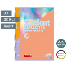 Collegeblock Premium Student „Intoxicate“ | A4, Lineatur 27, 80 Blatt, koralle/silber irisierend