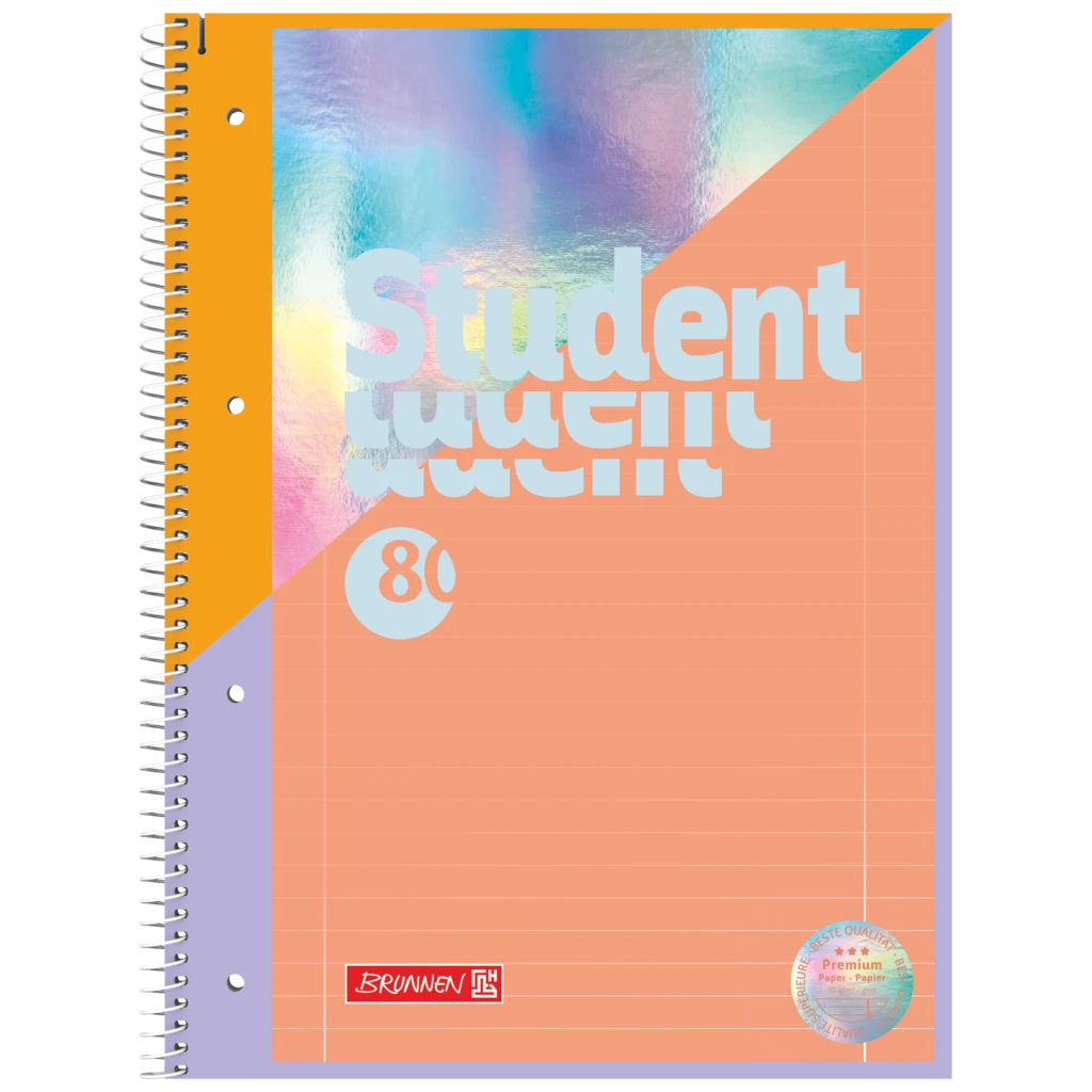 Collegeblock Premium Student „Intoxicate“ | A4, Lineatur 27, 80 Blatt, koralle/silber irisierend
