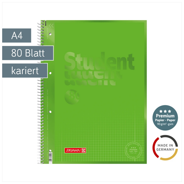 Collegeblock Premium Student Colour Code | A4, Lineatur 28, 80 Blatt, kiwi