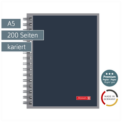 Notizbuch Premium Wire-O | A5, kariert, anthrazit