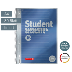 Collegeblock Premium Student | A4, Lineatur 25, 80 Blatt, blau