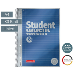 Collegeblock Premium Student | A4, Lineatur 27, 80 Blatt, blau