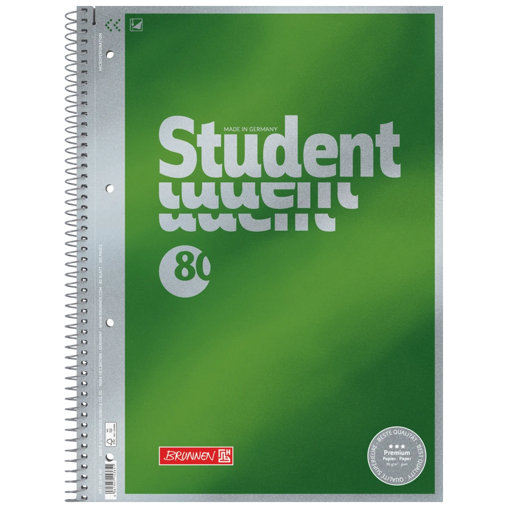 Collegeblock Premium Student | A4, Lineatur 20, 80 Blatt, grün