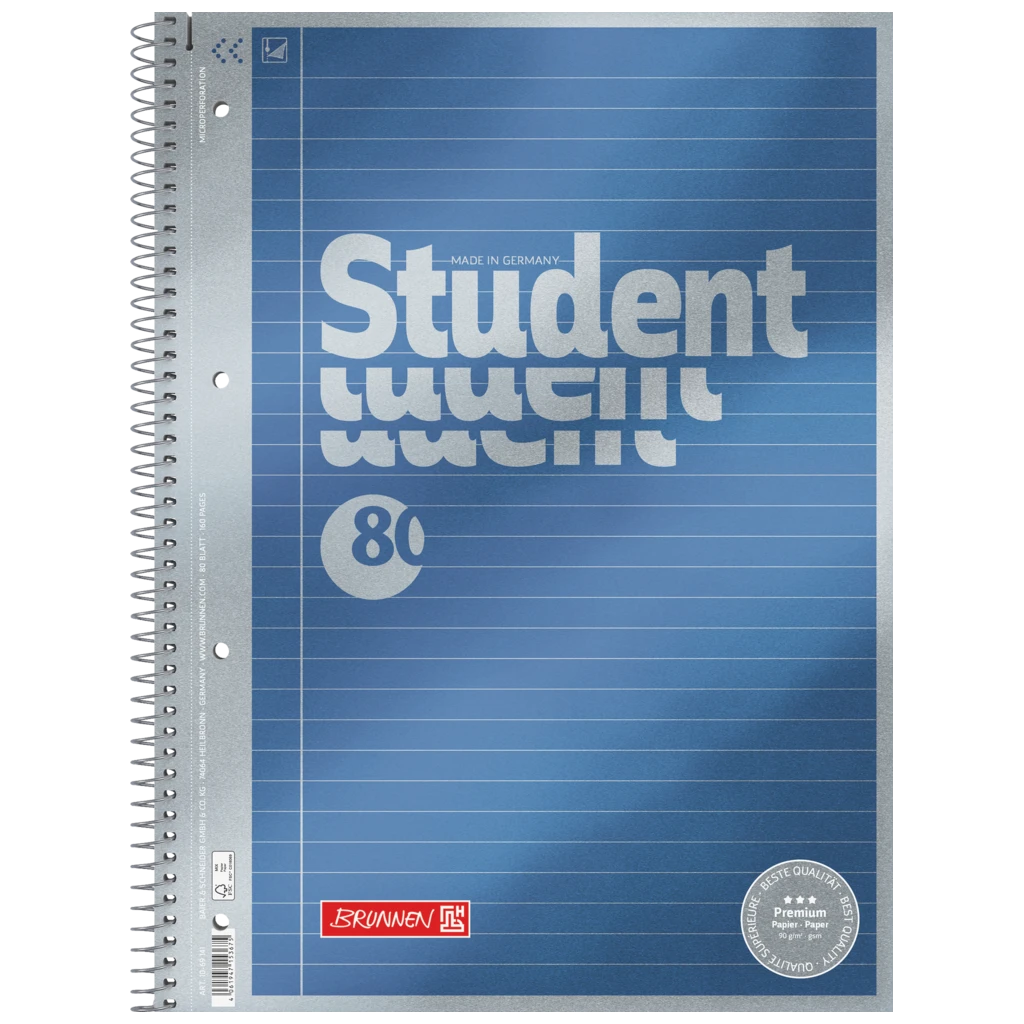 Collegeblock Premium Student | A4, Lineatur 21, 80 Blatt, blau