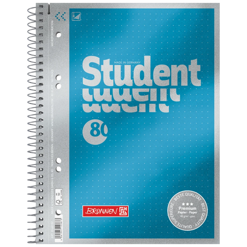 Collegeblock Premium Student | A5, punktiert, 80 Blatt, blau