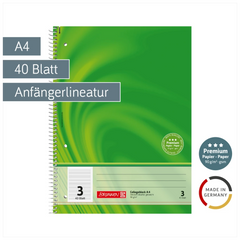 Collegeblock Premium Vivendi | A4, Lineatur 3, 40 Blatt, grün