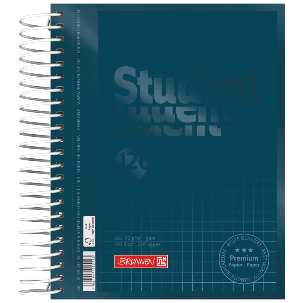 Collegeblock Premium Student Colour Code | A6, kariert, 120 Blatt, denim