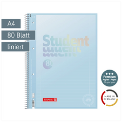 Collegeblock Premium Student „Pastell“ | A4, Lineatur 27, 80 Blatt, pastellblau