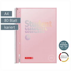 Collegeblock Premium Student „Pastell“ | A4, Lineatur 28, 80 Blatt, pastellrosa
