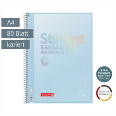 Collegeblock Premium Student „Pastell“ | A4, Lineatur 28, 80 Blatt, pastellblau