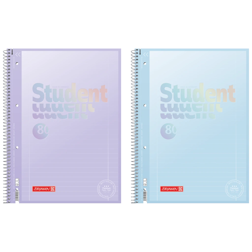 Collegeblock Premium Student „Pastell 2“ | A4, Lineatur 27, 80 Blatt, sortiert