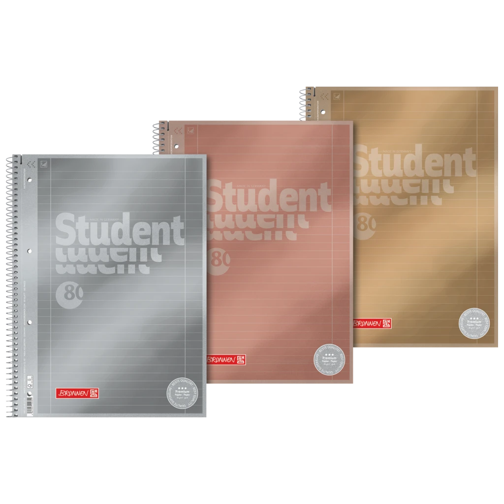 Collegeblock Premium Student Metallic | A4, Lineatur 27, 80 Blatt, sortiert