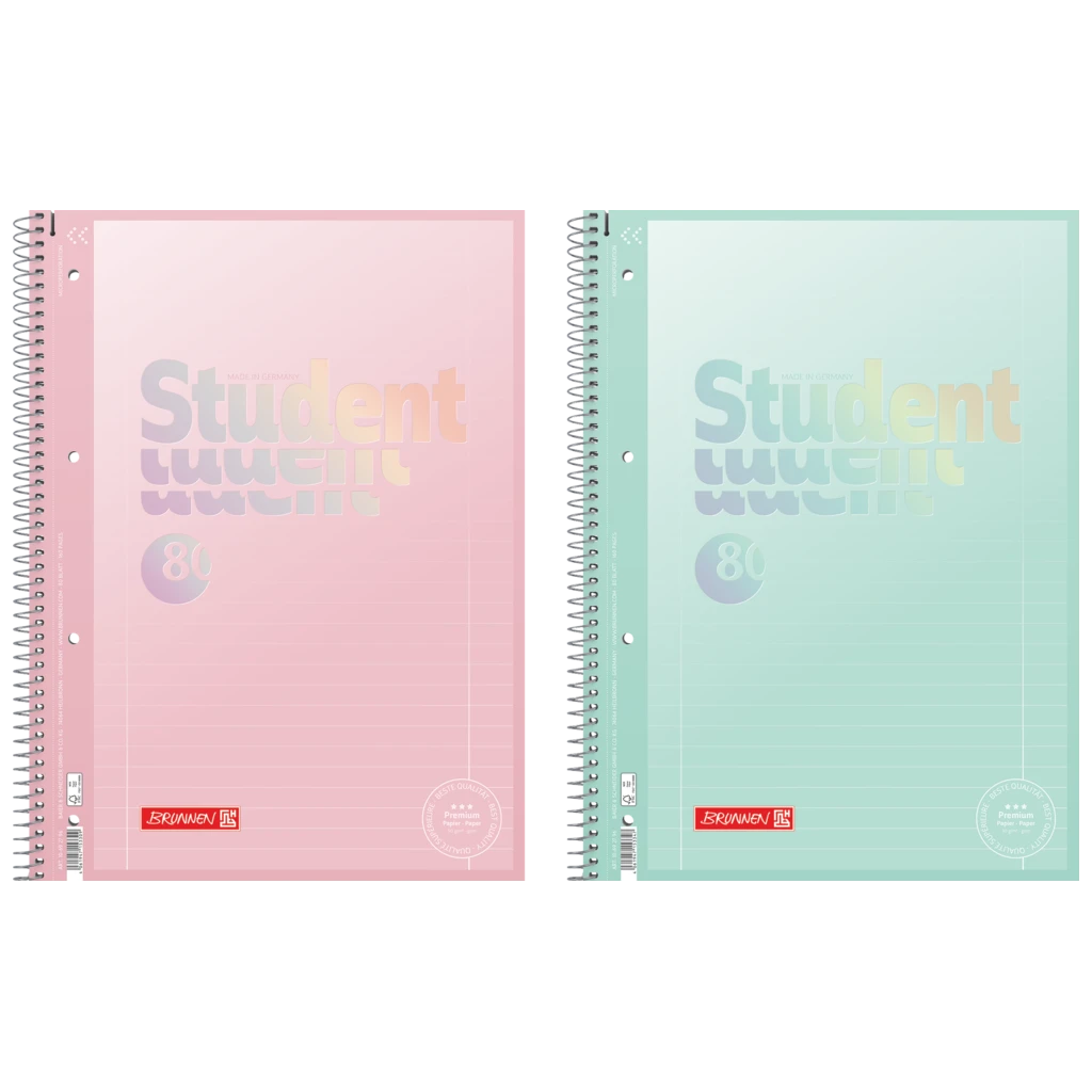 Collegeblock Premium Student „Pastell“ | A4, Lineatur 27, 80 Blatt, sortiert