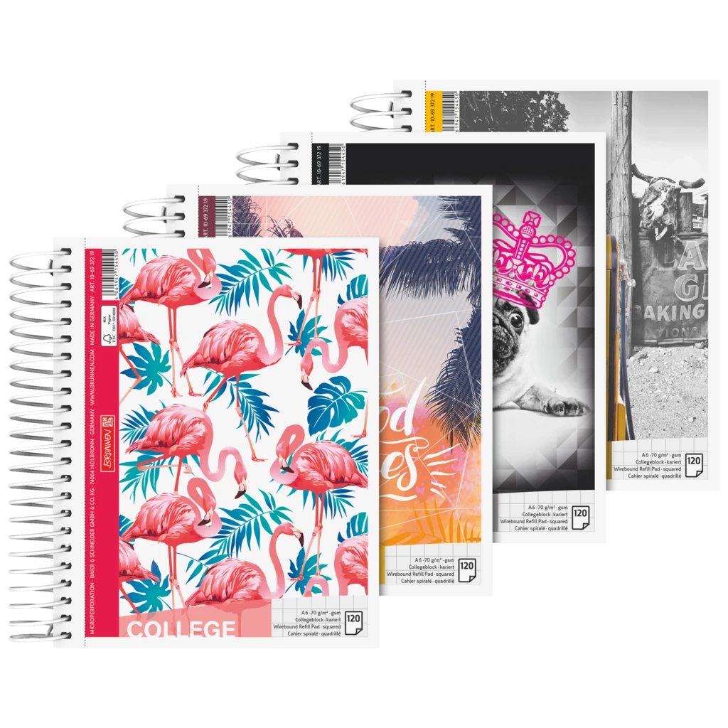 Collegeblock „Trend“ | A6, kariert, 120 Blatt, sortiert