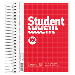 Collegeblock Student | A6, kariert, 160 Blatt, rot