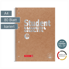 Collegeblock Premium Student FACT!plus | A4, Lineatur 28, 80 Blatt, braun/silber