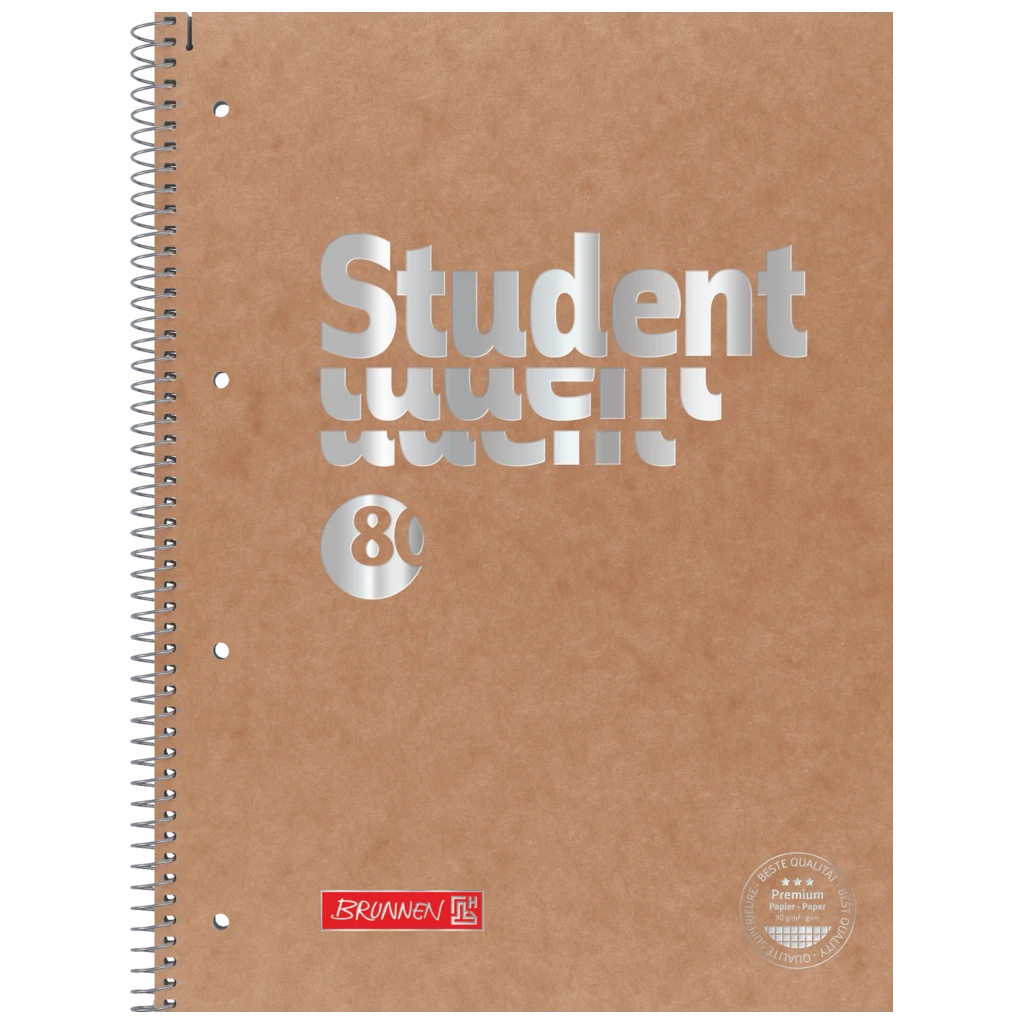 Collegeblock Premium Student FACT!plus | A4, Lineatur 28, 80 Blatt, braun/silber