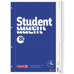 Collegeblock Student Linkshänder | A4, Lineatur 27, 80 Blatt, blau