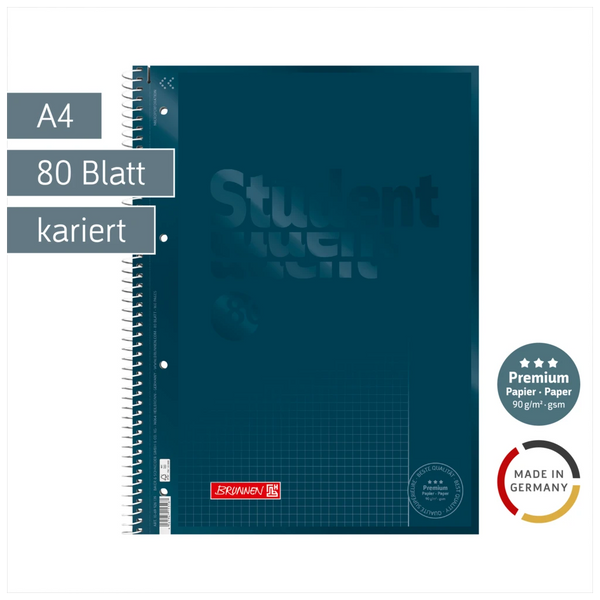 Collegeblock Premium Student Colour Code | A4, Lineatur 26, 80 Blatt, denim