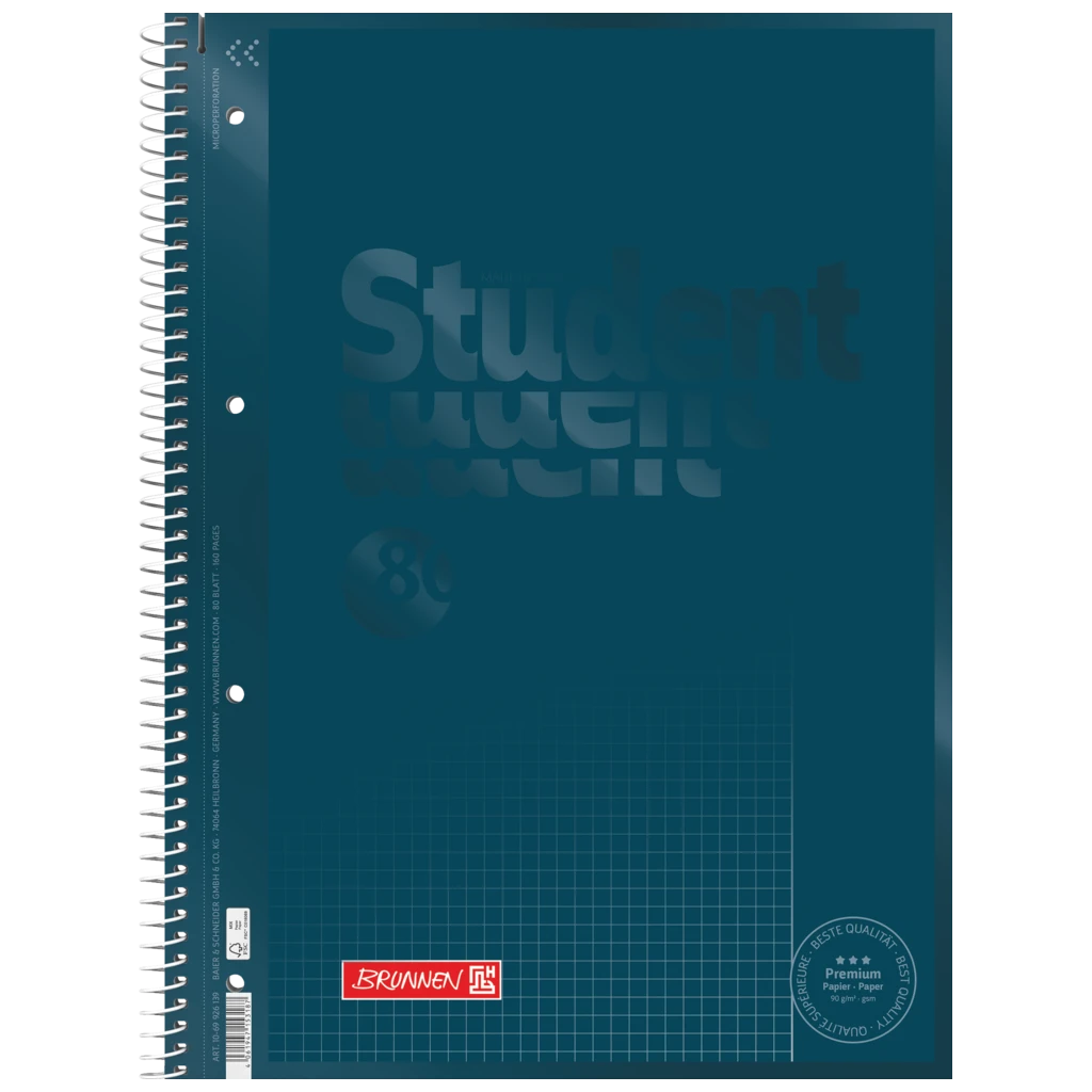 Collegeblock Premium Student Colour Code | A4, Lineatur 26, 80 Blatt, denim