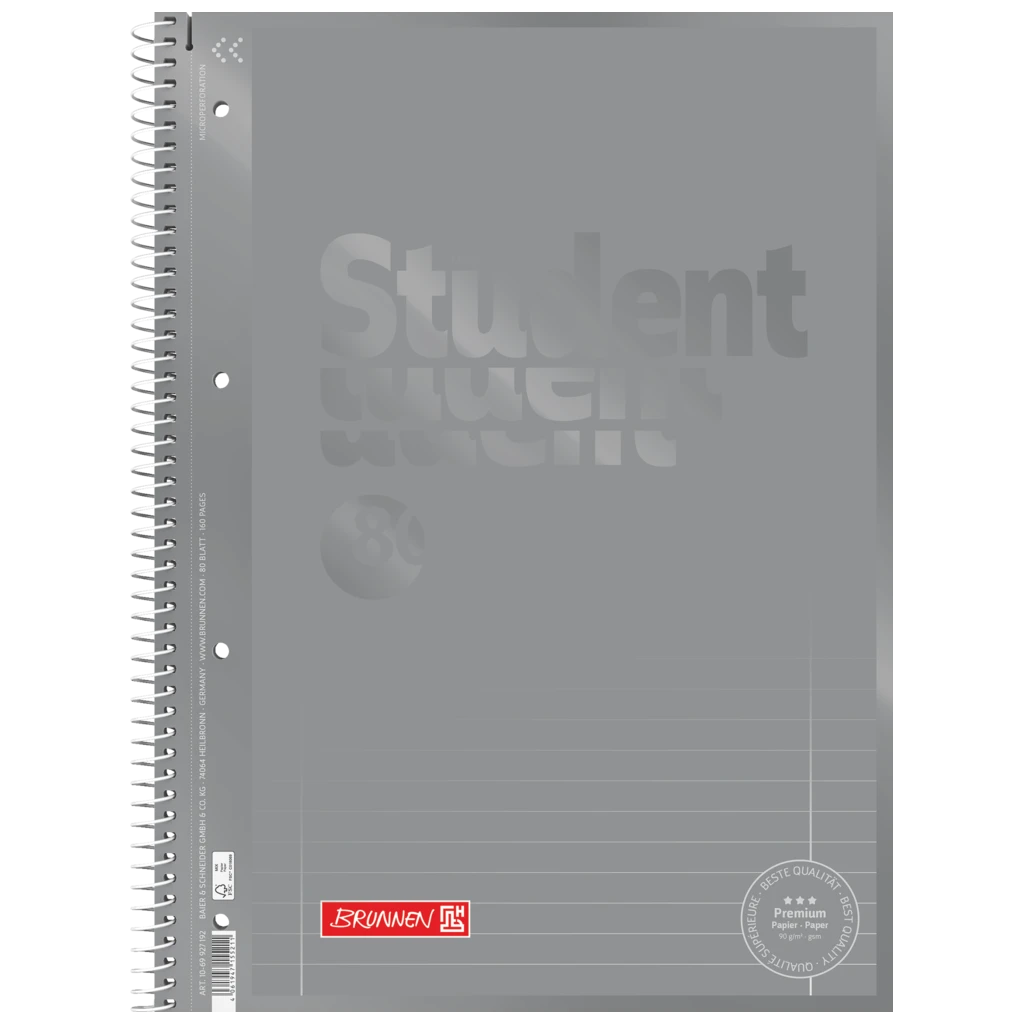 Collegeblock Premium Student Colour Code | A4, Lineatur 27, 80 Blatt, silver