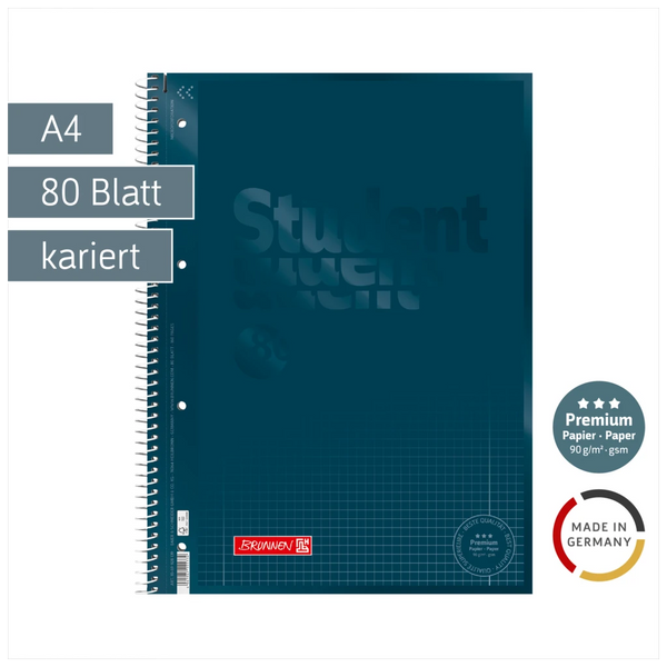 Collegeblock Premium Student Colour Code | A4, Lineatur 28, 80 Blatt, denim