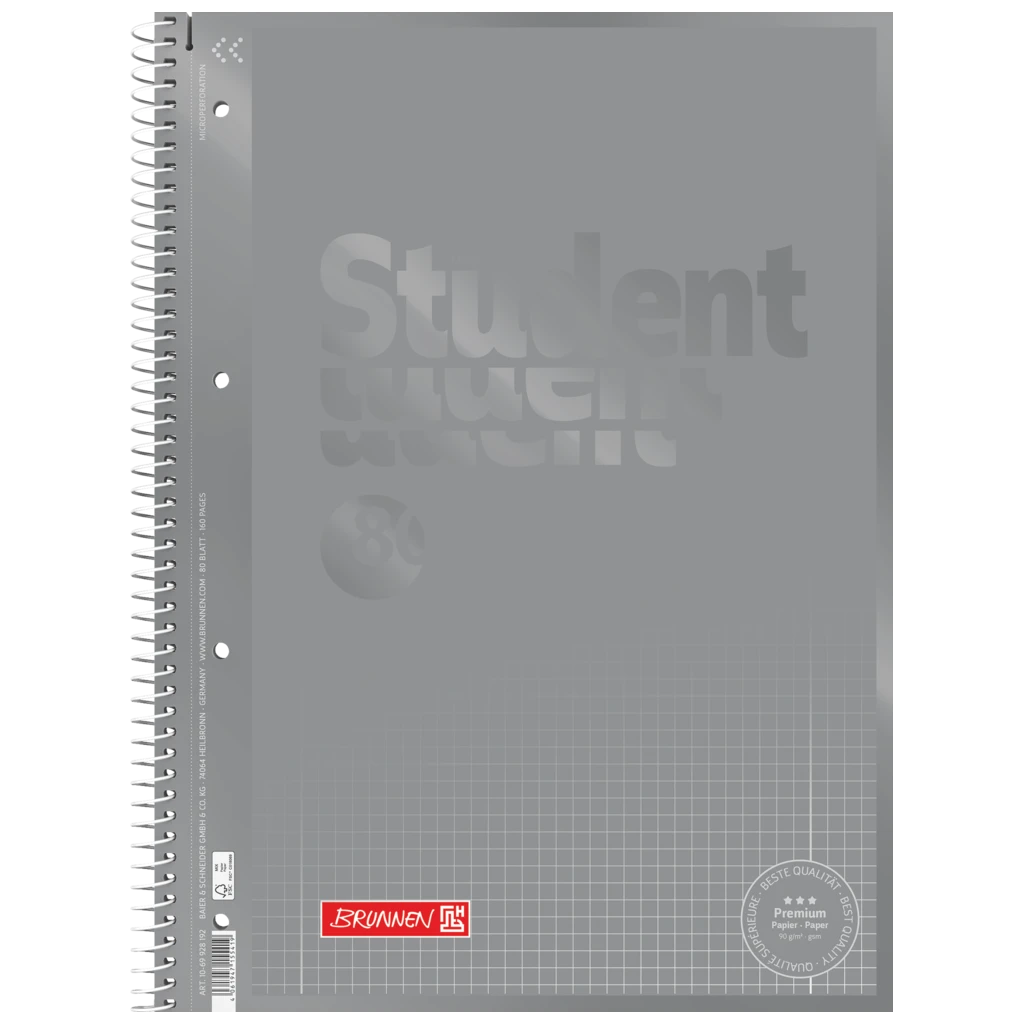 Collegeblock Premium Student Colour Code | A4, Lineatur 28, 80 Blatt, silver