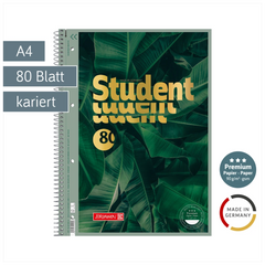 Collegeblock Premium Student „Jungle“ | A4, Lineatur 28, 80 Blatt, grün/gold