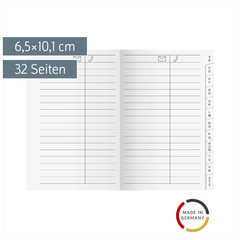 Adress-Registerheft | 6,5×10,1 cm, Karton, weiß
