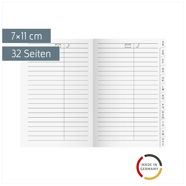 Adress-Registerheft | 7×11 cm, Karton, weiß