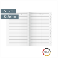 Adress-Registerheft | 7×11 cm, Karton, weiß