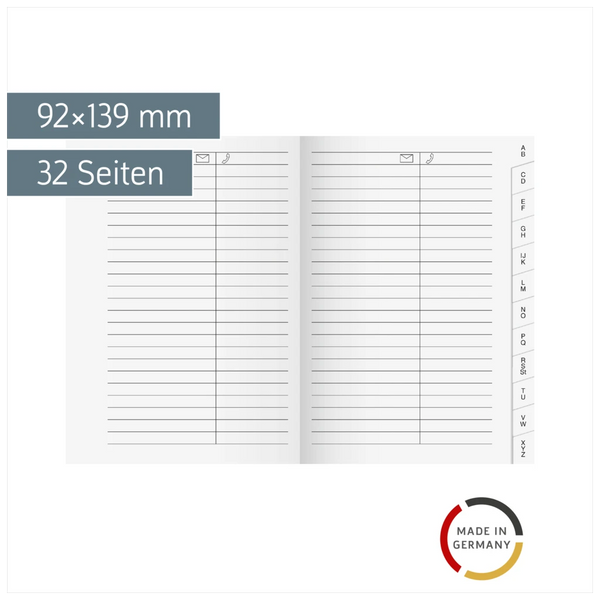 Adress-Registerheft | 92×139 mm, Karton, weiß