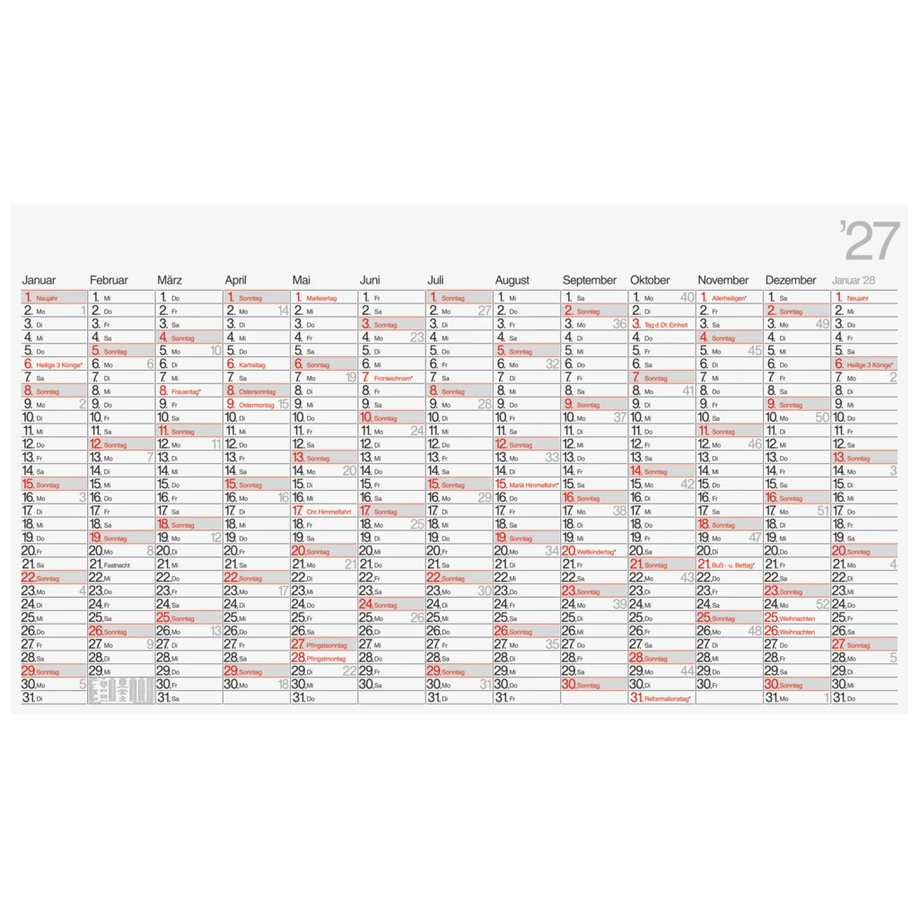 Plakatkalender Mod. 701 00 2027 | 139×79 cm
