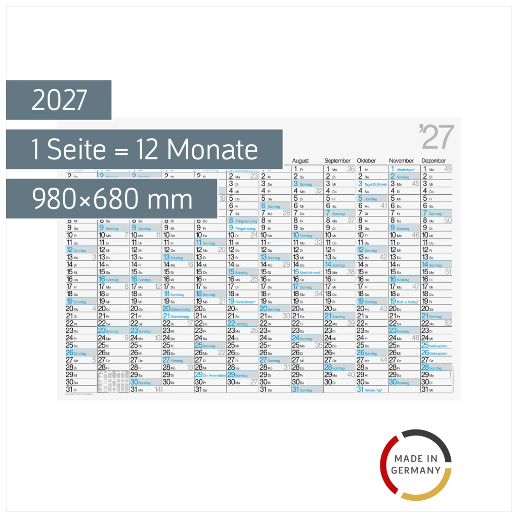 Plakatkalender Mod. 701 02 2027 | 980×680 mm