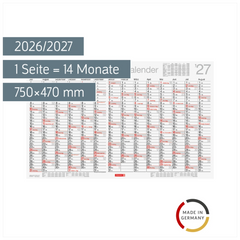 Schuljahreskalender 2026/2027 abwischbar | 750×470 mm