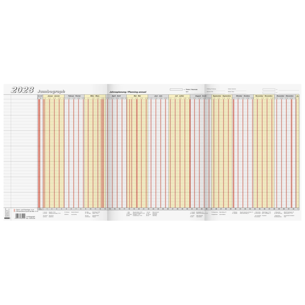 Urlaubsplaner 2028 „Jumbograph“ | 647×297 mm