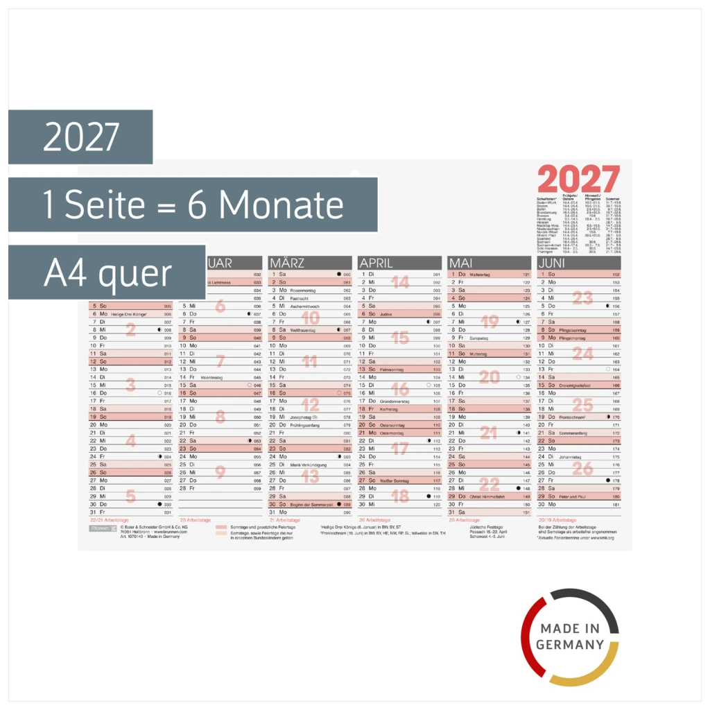 Tafelkalender 2027 | A4 quer