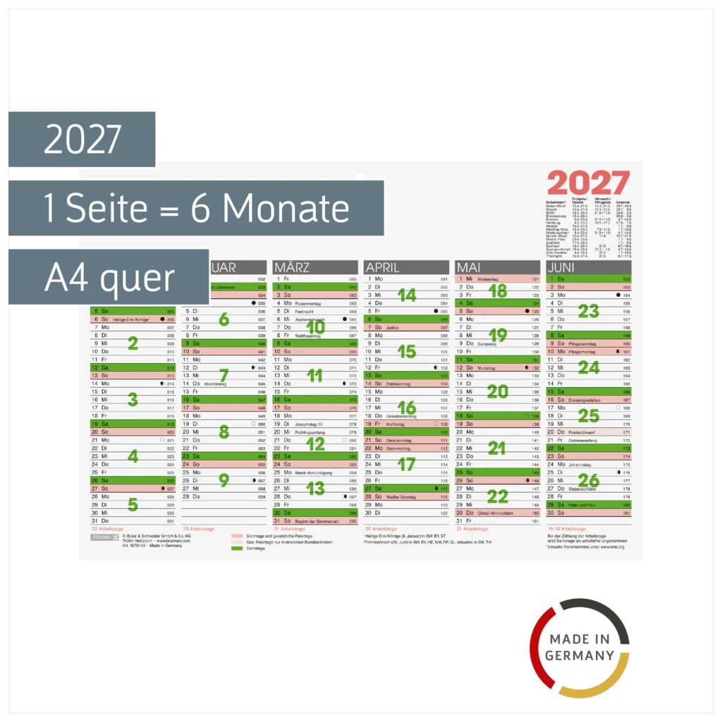 Tafelkalender 2027 | A4 quer