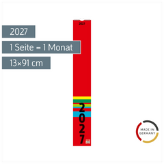 Streifenkalender 2027 | 13×91 cm, rot