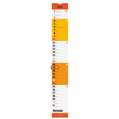 Streifenkalender 2027 | 130×910 mm, rot