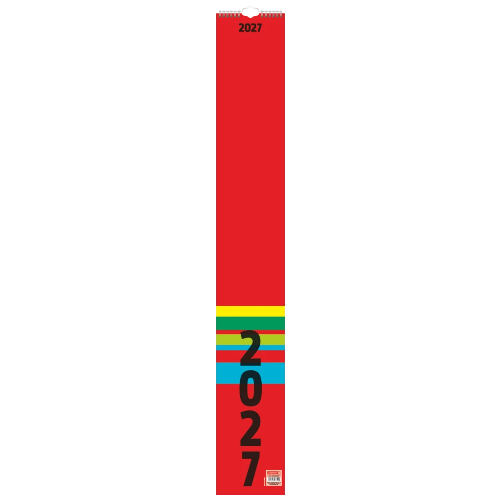 Streifenkalender 2027 | 13×91 cm, rot