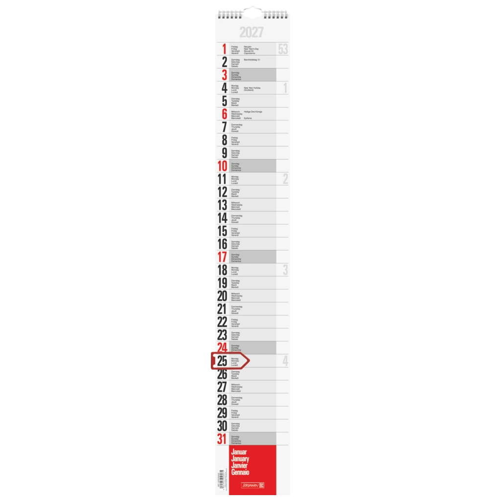 Streifenkalender 2027 | 13×83 cm