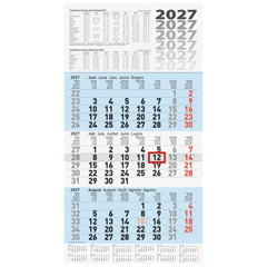 3-Monatskalender 2027 | blau, 30×56 cm