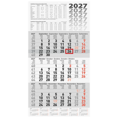 3-Monatskalender 2027 | grau, 30×56 cm