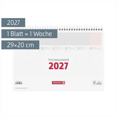 Tischkalender 2027 | 29×20 cm, weiß