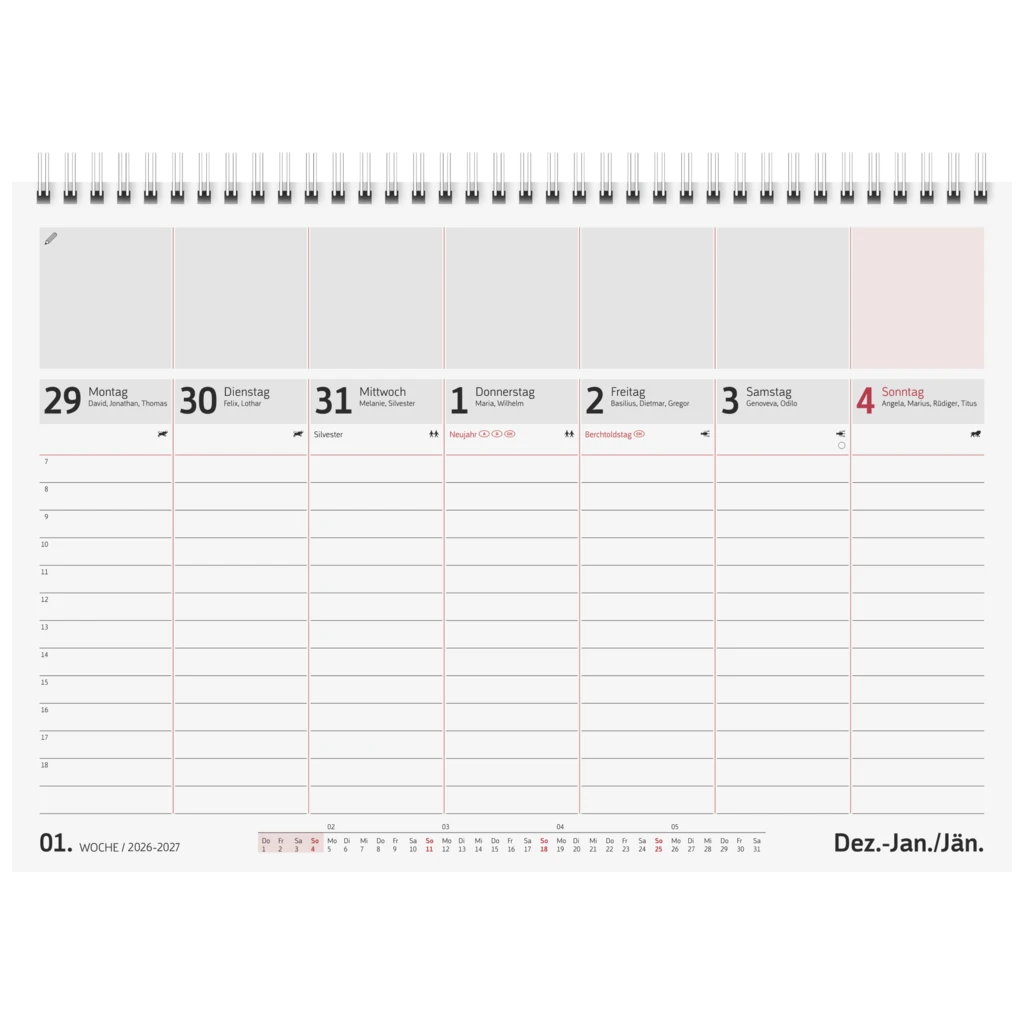 Tischkalender 2027 | 29×20 cm, weiß
