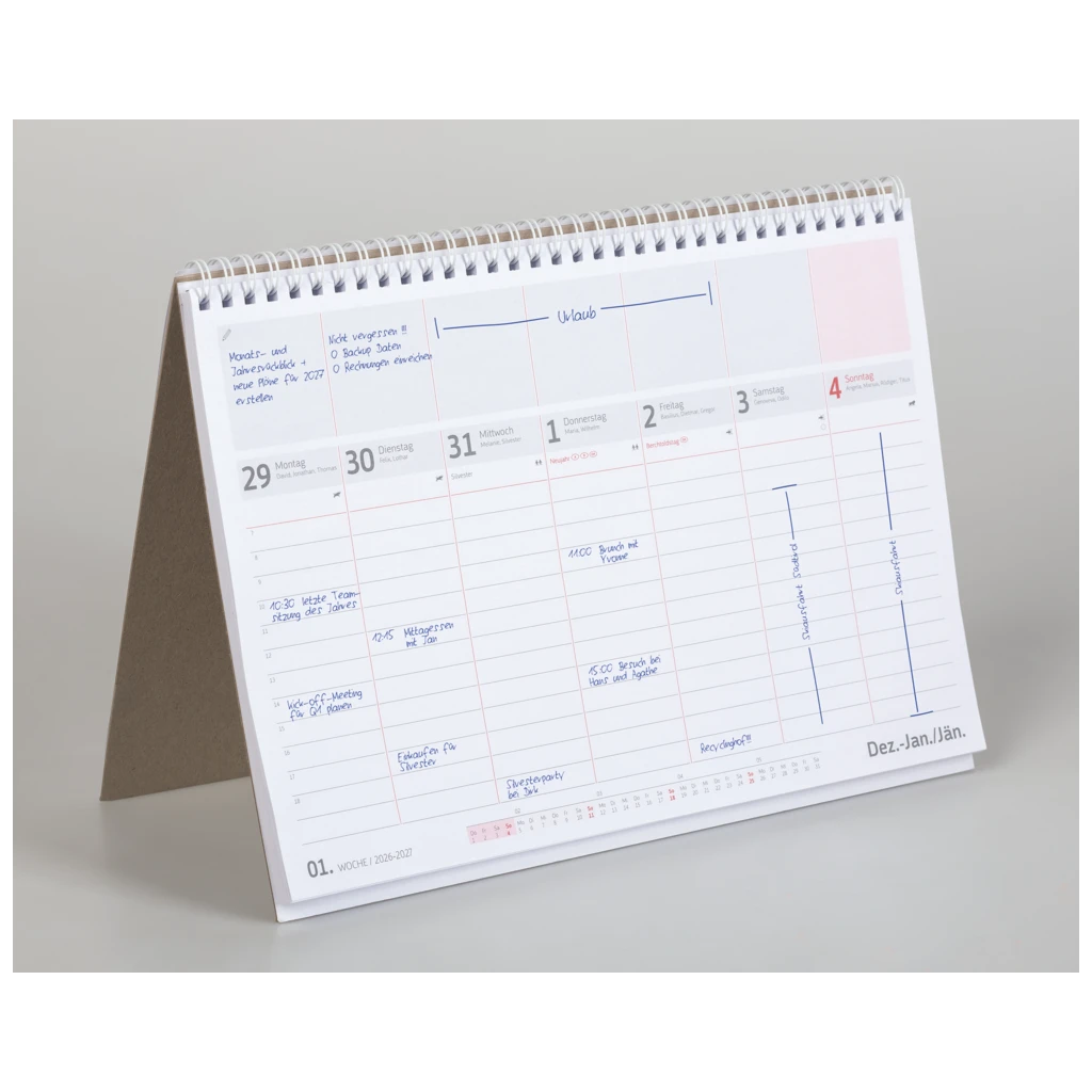 Tischkalender 2027 | 29×20 cm, weiß