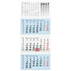3-Monatskalender 2027 | blau, 32×74 cm