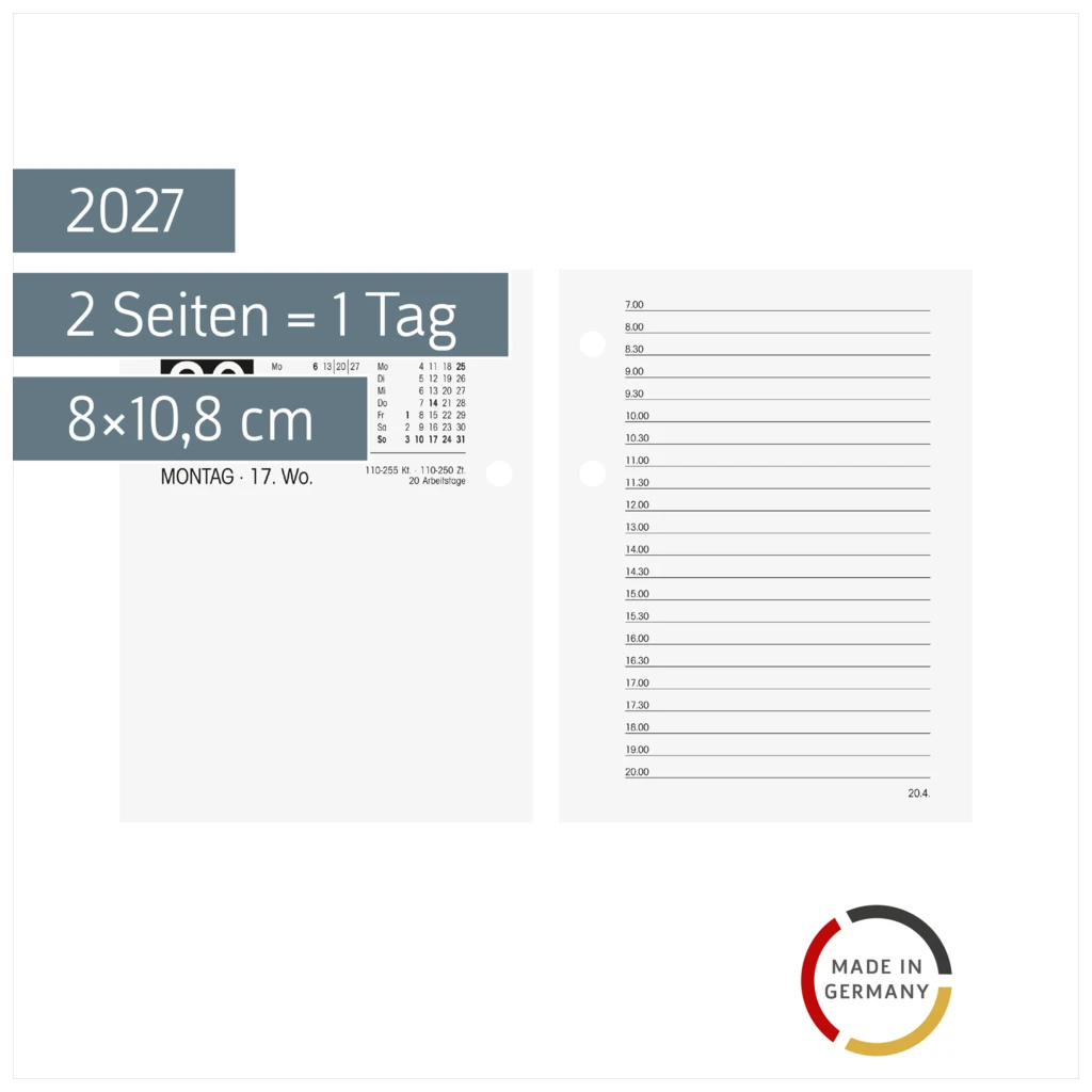 Umlegekalender 2027 | 8×10,8 cm