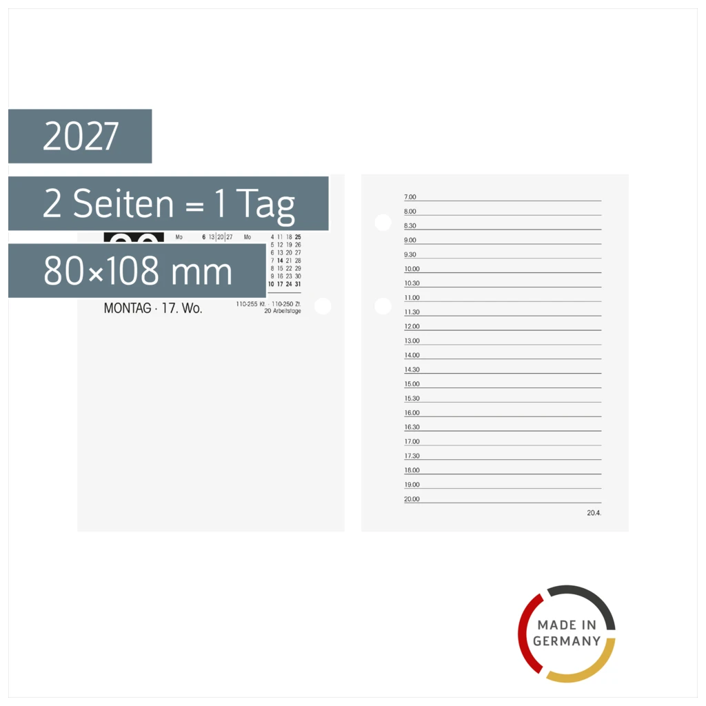 Umlegekalender 2027 | 80×108 mm